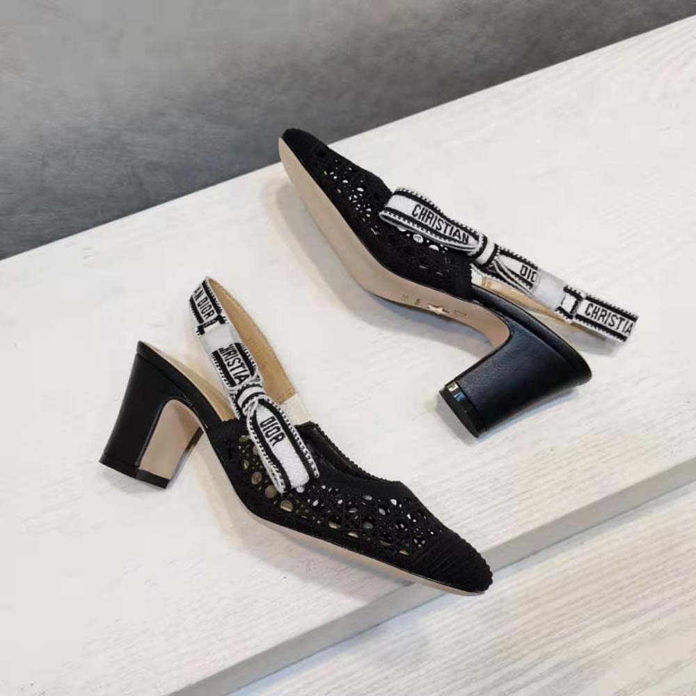 Dior Women Dior and Moi Slingback Pump Black Cannage Embroidered Mesh - image 5
