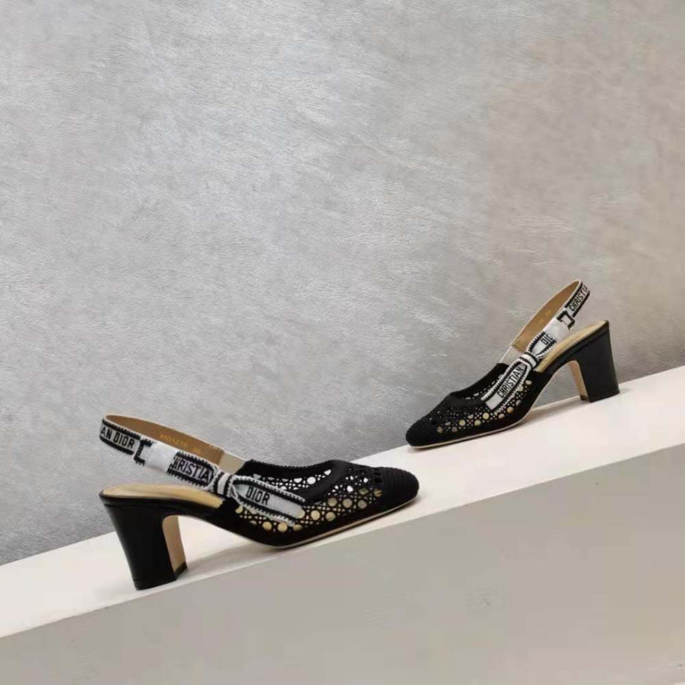 Dior Women Dior and Moi Slingback Pump Black Cannage Embroidered Mesh - image 6