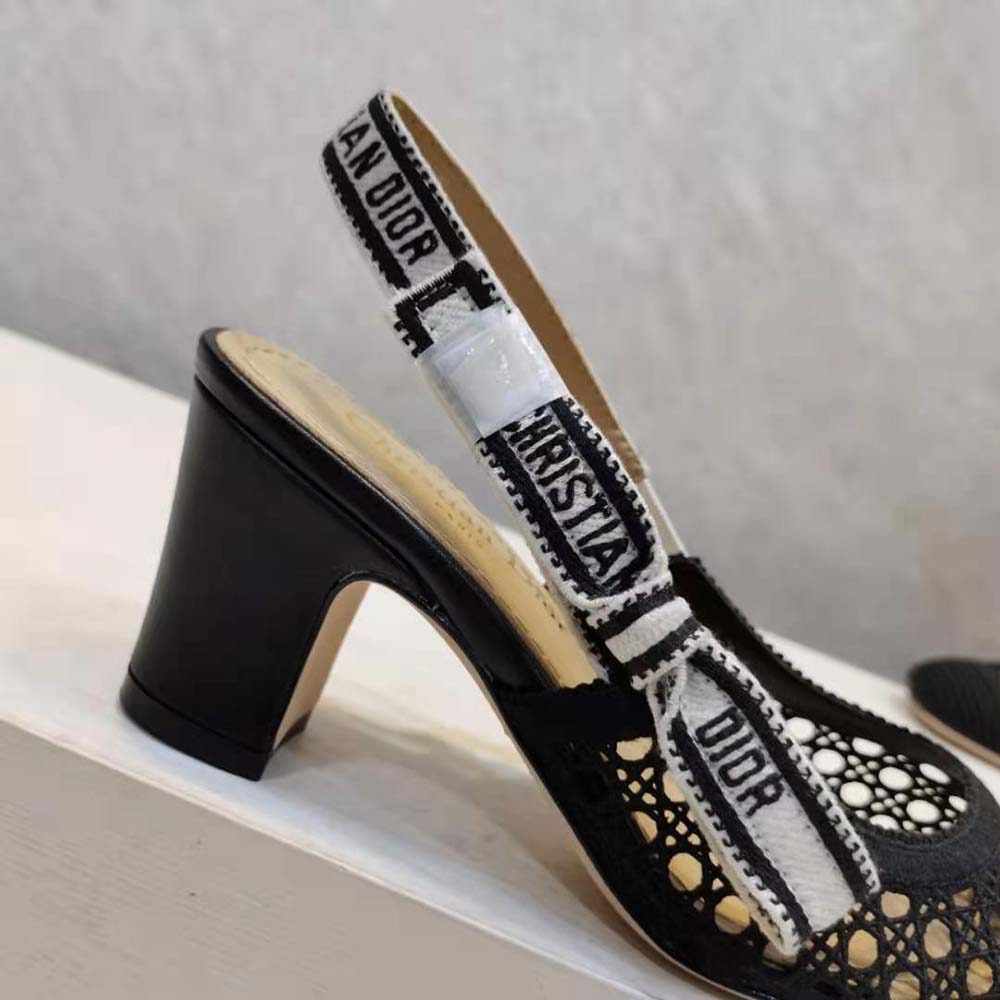 Dior Women Dior and Moi Slingback Pump Black Cannage Embroidered Mesh - image 7