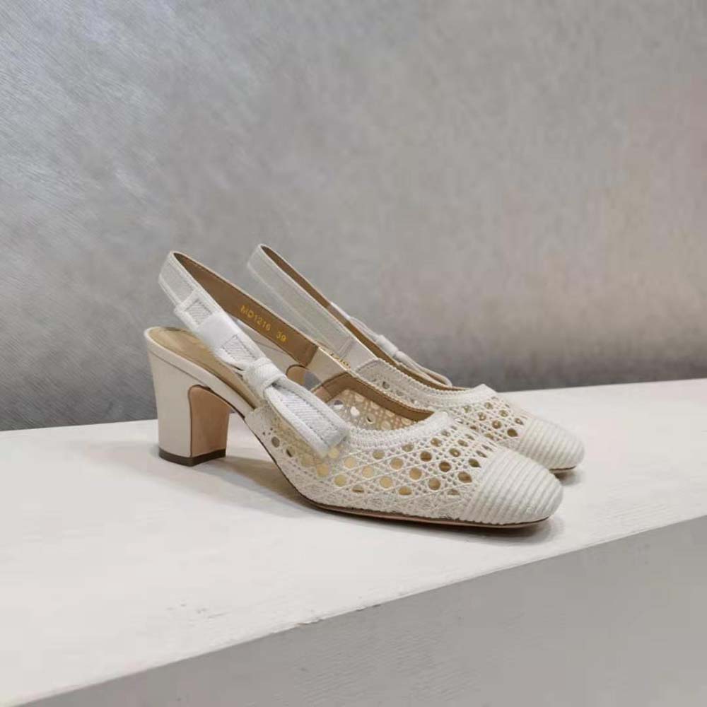Rear angle showing adjustable slingback and heel of Dior Women Dior and Moi Slingback Pump