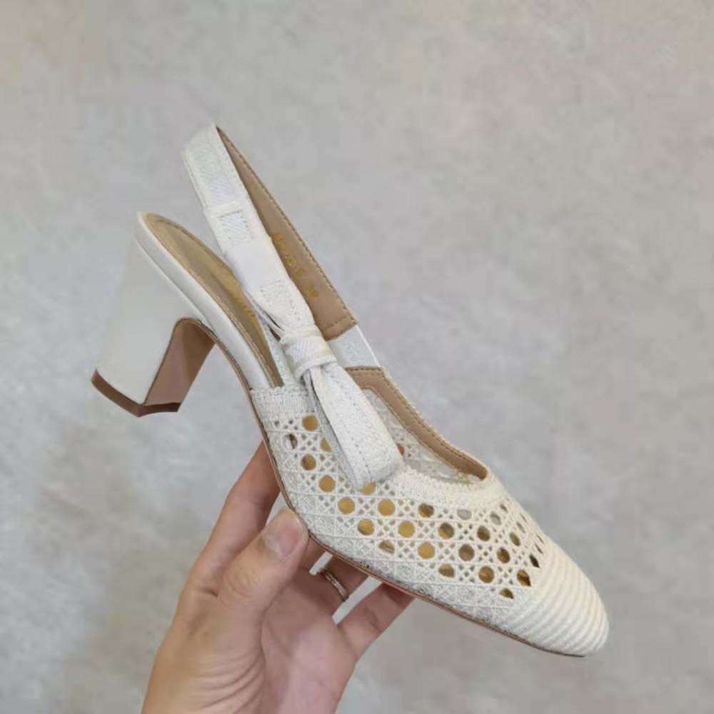 Dior Women Dior and Moi Slingback Pump Cream Cannage Embroidered Mesh - image 6