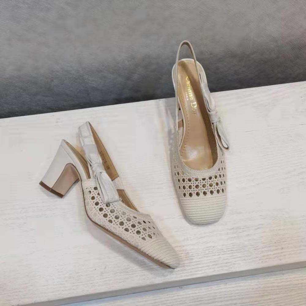 Dior Women Dior and Moi Slingback Pump Cream Cannage Embroidered Mesh - image 7