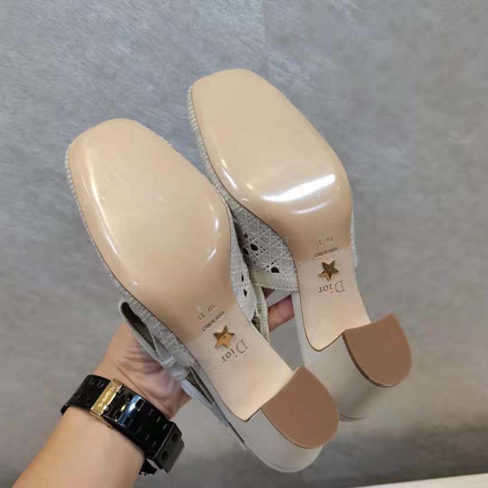 Dior Women Dior and Moi Slingback Pump Cream Cannage Embroidered Mesh - image 9