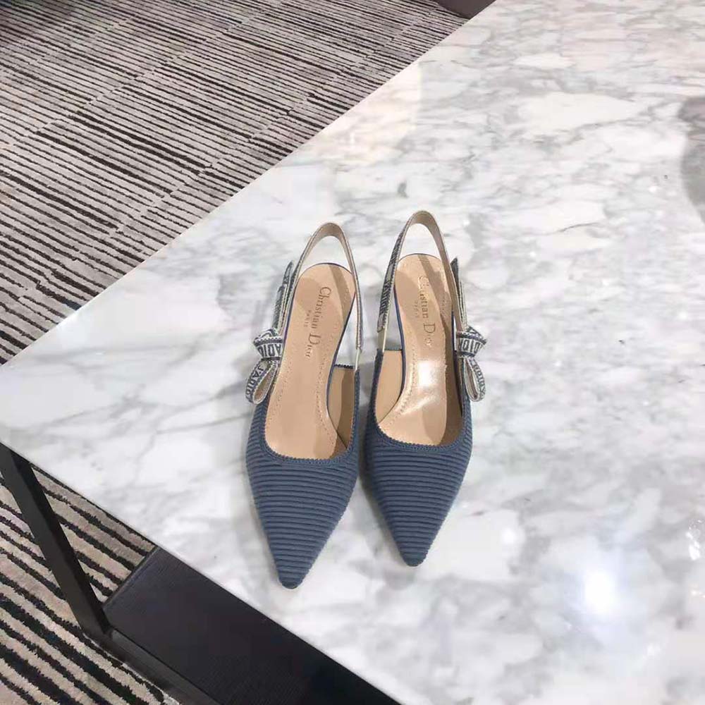 Close-up of embroidered details on Dior Women J’Adior Slingback Pump
