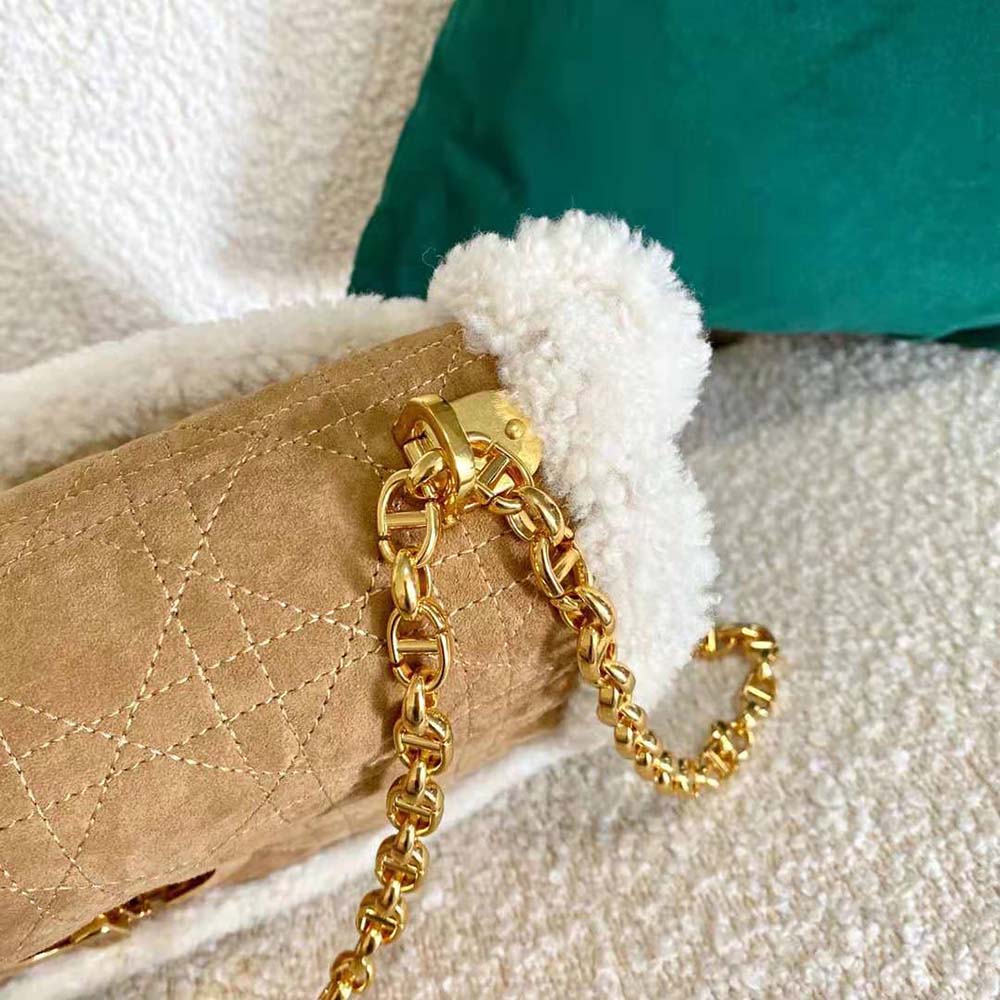 Dior Women Large 30 Montaigne Soft Bag Camel-Colored Shearling - image 10