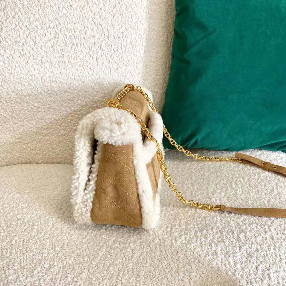 Dior Women Large 30 Montaigne Soft Bag Camel-Colored Shearling - image 4