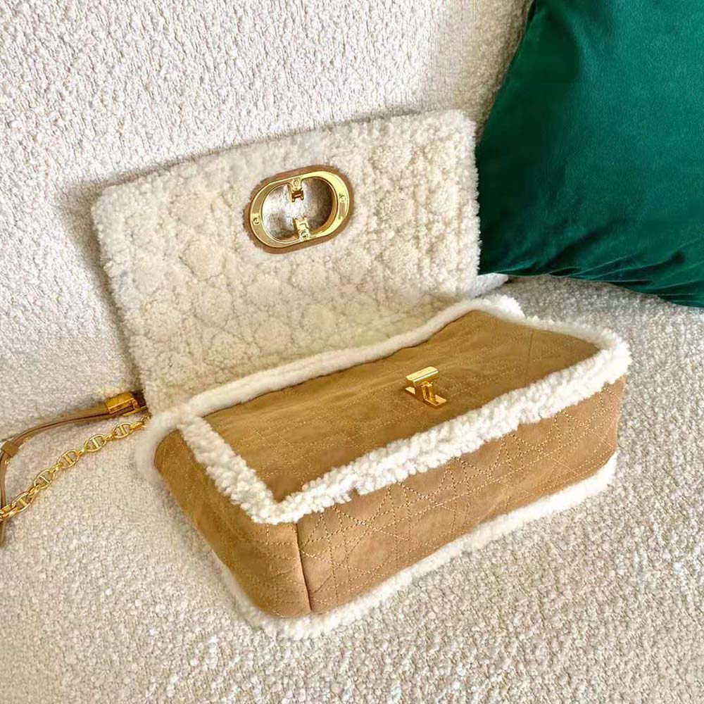 Dior Women Large 30 Montaigne Soft Bag Camel-Colored Shearling - image 6