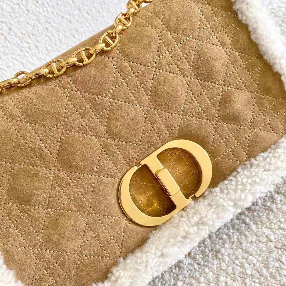 Dior Women Large 30 Montaigne Soft Bag Camel-Colored Shearling - image 8