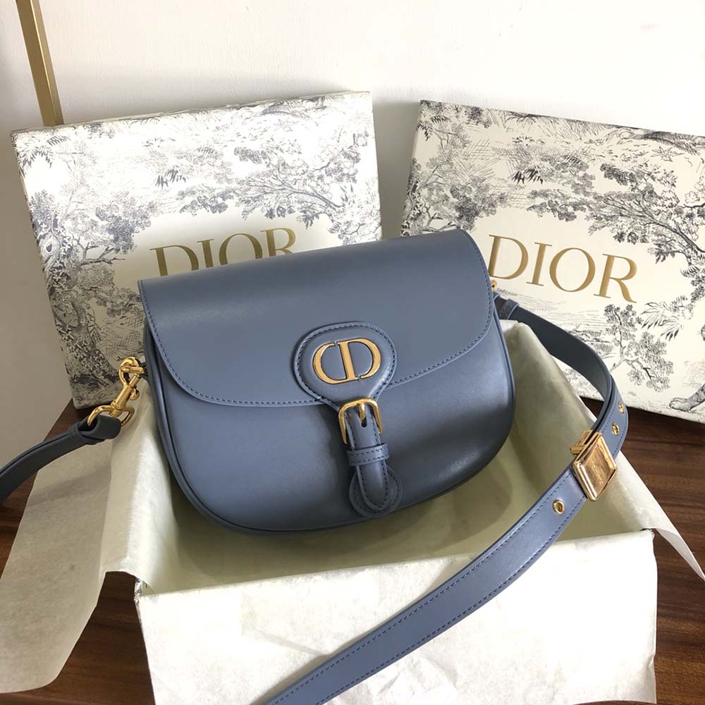 Close-up of silver 'CD' hardware on Dior Women Medium Dior Bobby Bag