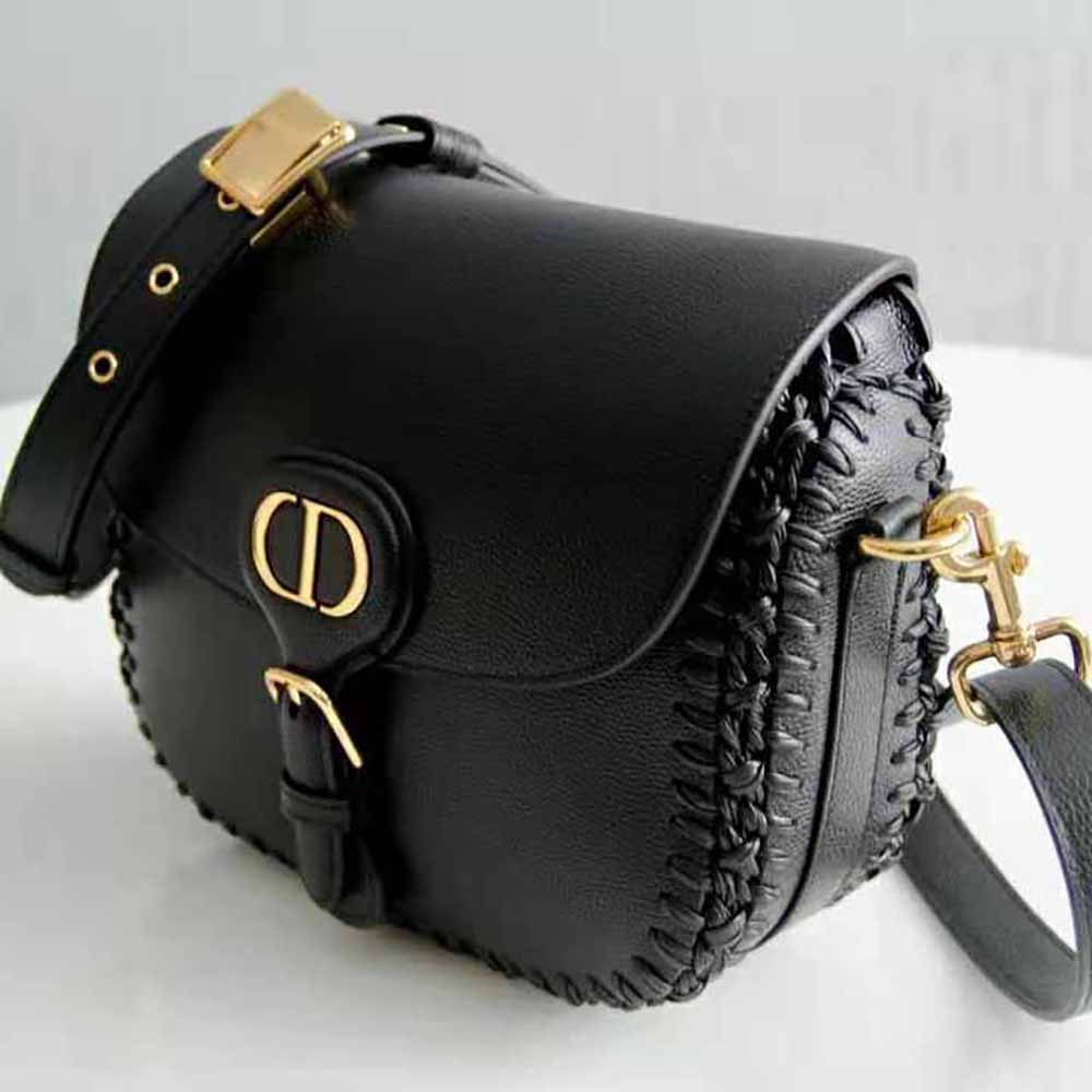 Dior Women Medium Dior Bobby Bag Grained Calfskin with Whipstitched Seams-Black - image 4