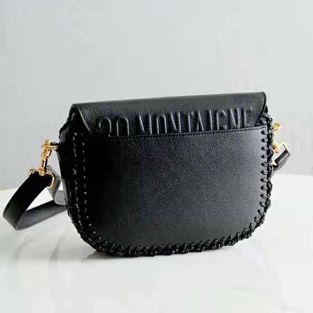 Side profile showing silhouette of Dior Women Medium Dior Bobby Bag Grained Calfskin in black