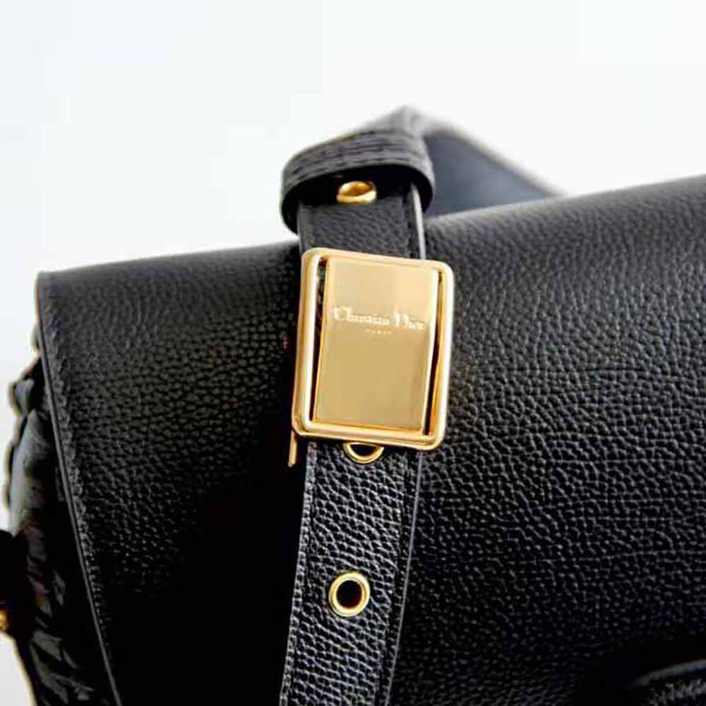 Dior Women Medium Dior Bobby Bag Grained Calfskin with Whipstitched Seams-Black - image 7