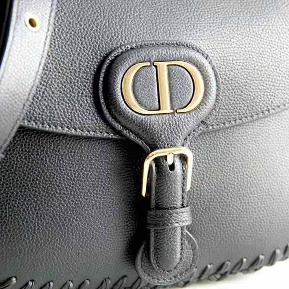 Dior Women Medium Dior Bobby Bag Grained Calfskin with Whipstitched Seams-Black - image 9