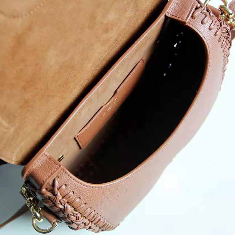 Dior Women Medium Dior Bobby Bag Grained Calfskin with Whipstitched Seams-Brown - image 7