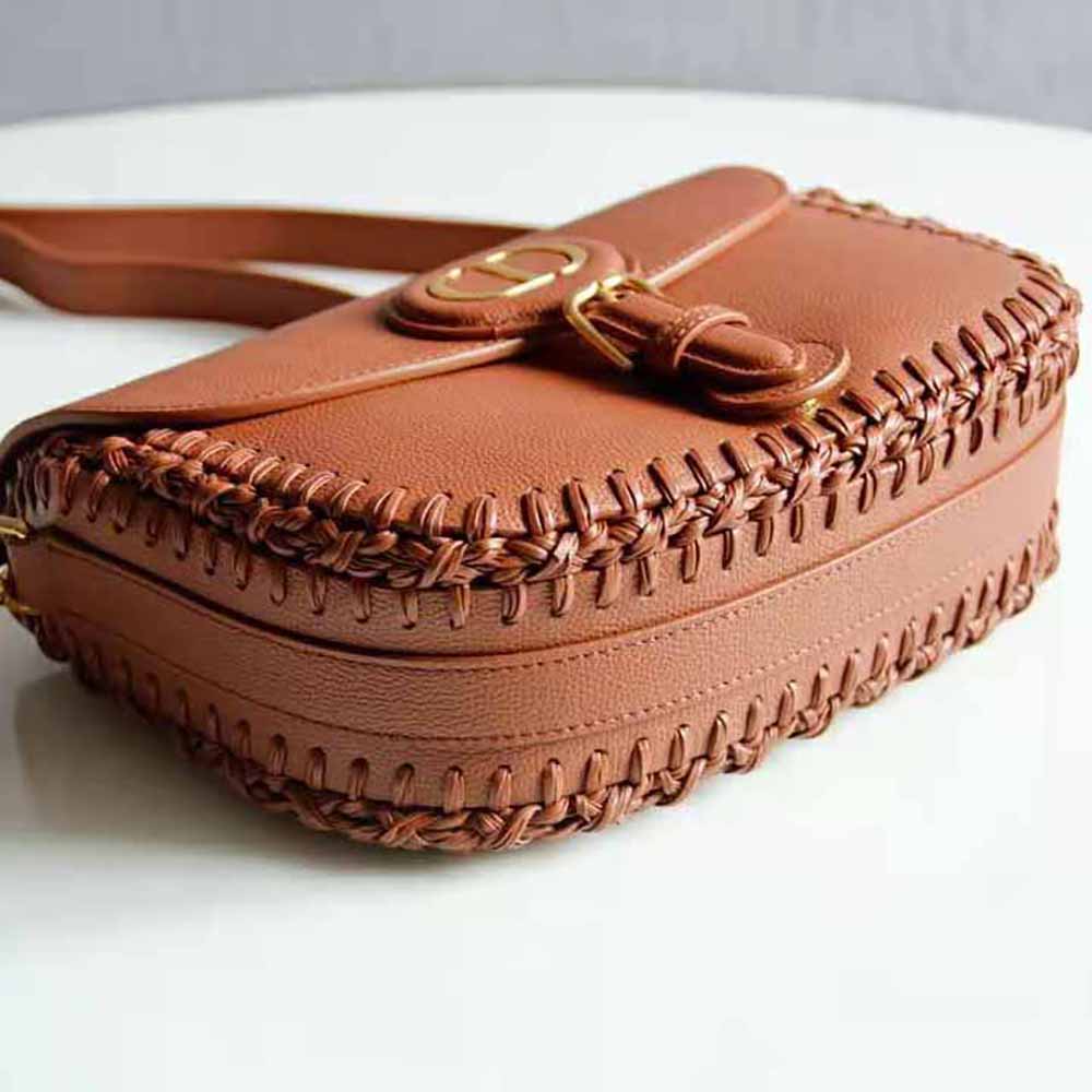 Dior Women Medium Dior Bobby Bag Grained Calfskin with Whipstitched Seams-Brown - image 4