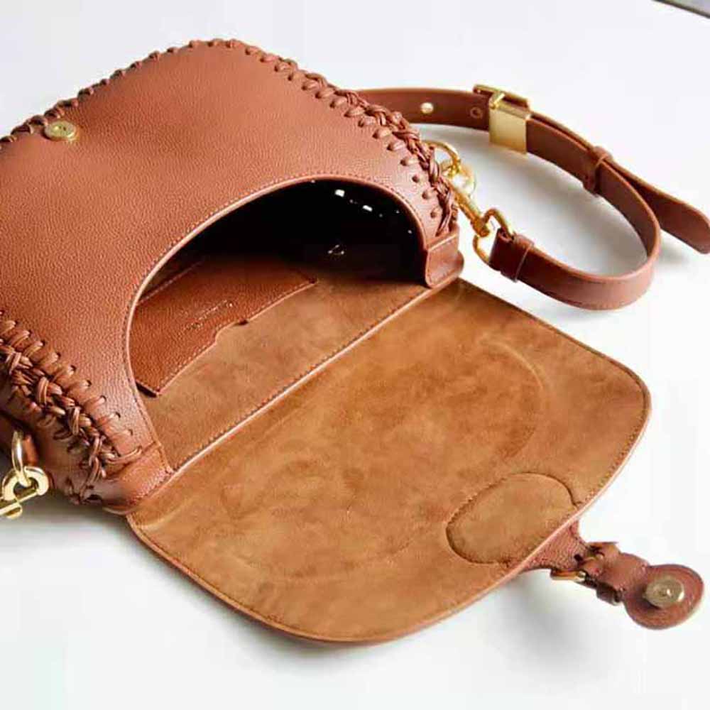Dior Women Medium Dior Bobby Bag Grained Calfskin with Whipstitched Seams-Brown - image 5