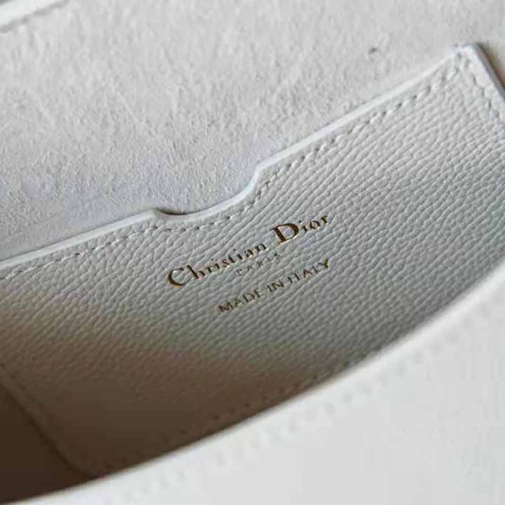 Dior Women Medium Dior Bobby Bag Grained Calfskin with Whipstitched Seams-White - image 9