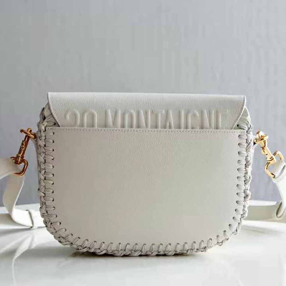 Dior Women Medium Dior Bobby Bag Grained Calfskin with Whipstitched Seams-White - image 4