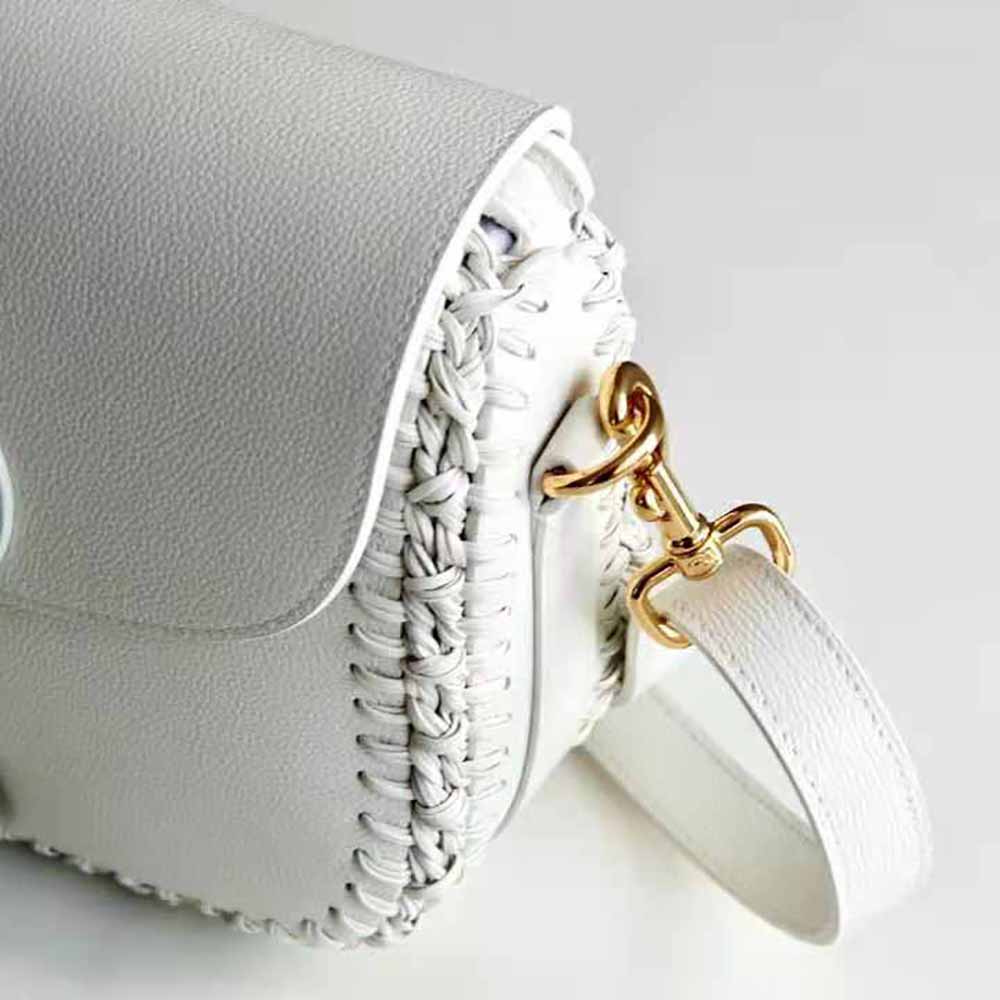 Dior Women Medium Dior Bobby Bag Grained Calfskin with Whipstitched Seams-White - image 5