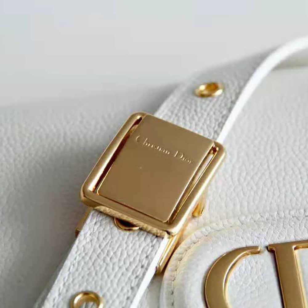 Dior Women Medium Dior Bobby Bag Grained Calfskin with Whipstitched Seams-White - image 8