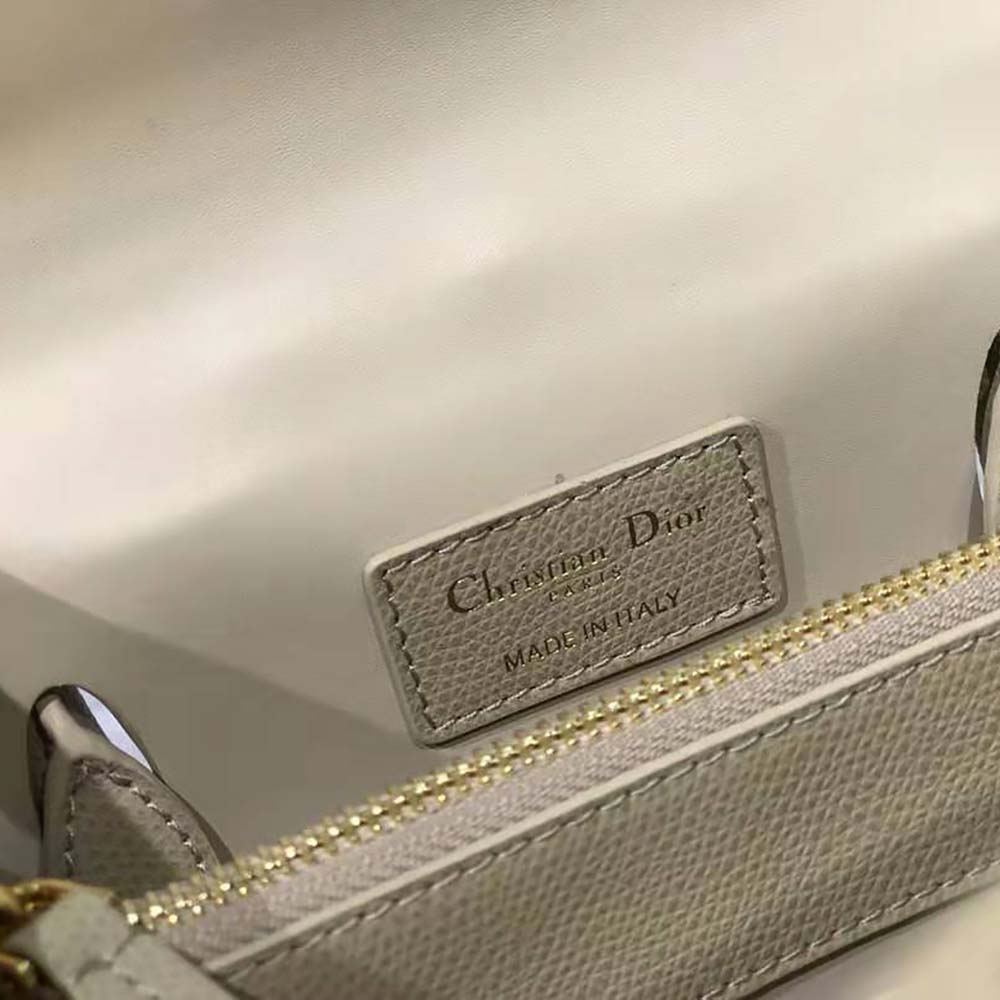 Dior Women Medium ST Honore Tote Latte Grained Calfskin-White - image 7