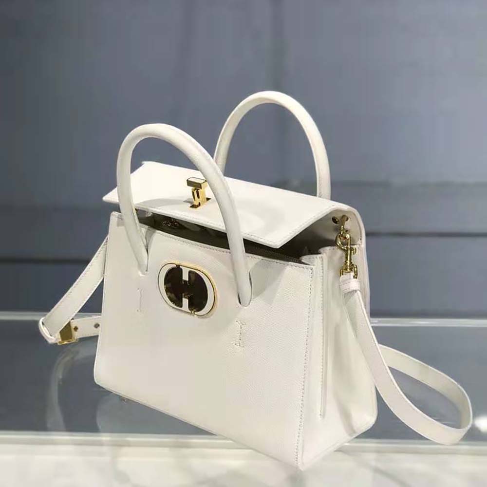 Dior Women Medium ST Honore Tote Latte Grained Calfskin-White - image 4