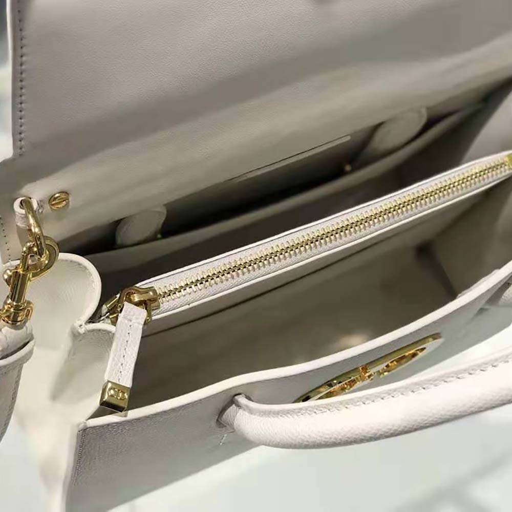 Dior Women Medium ST Honore Tote Latte Grained Calfskin-White - image 6