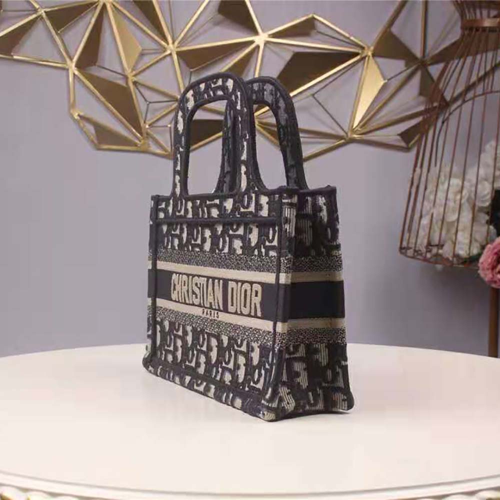 Dior Women Mini Dior Book Tote Blue Dior Oblique Embroidery - image 4