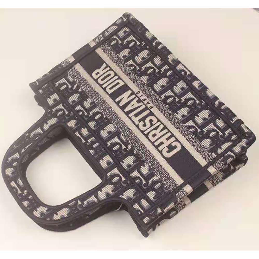 Dior Women Mini Dior Book Tote Blue Dior Oblique Embroidery - image 5