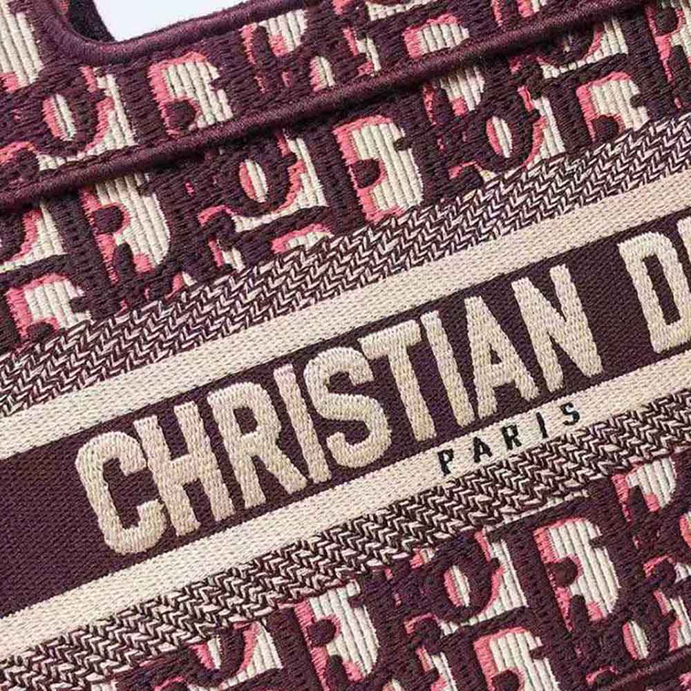 Dior Women Mini Dior Book Tote Burgundy Dior Oblique Embroidery - image 9