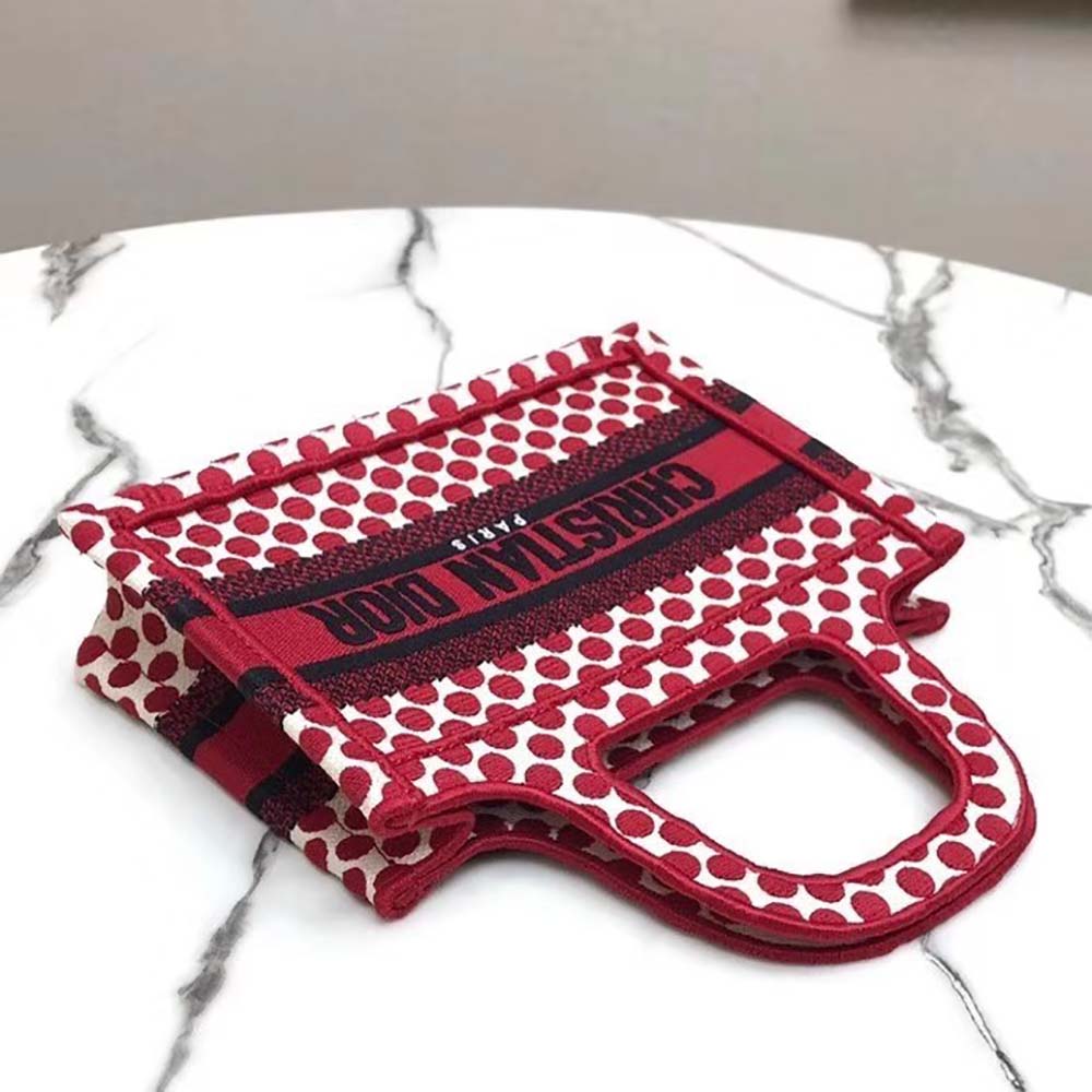 Dior Women Mini Dioramour Dior Book Tote White and Red Dior Dots Embroidery - image 5