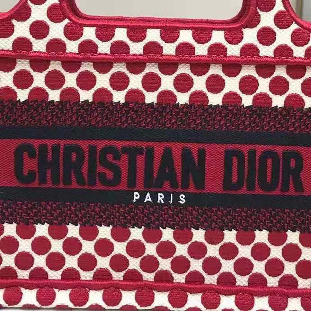 Dior Women Mini Dioramour Dior Book Tote White and Red Dior Dots Embroidery - image 7