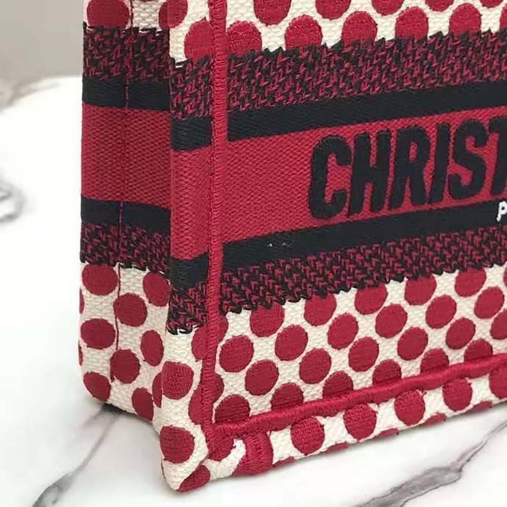 Dior Women Mini Dioramour Dior Book Tote White and Red Dior Dots Embroidery - image 8