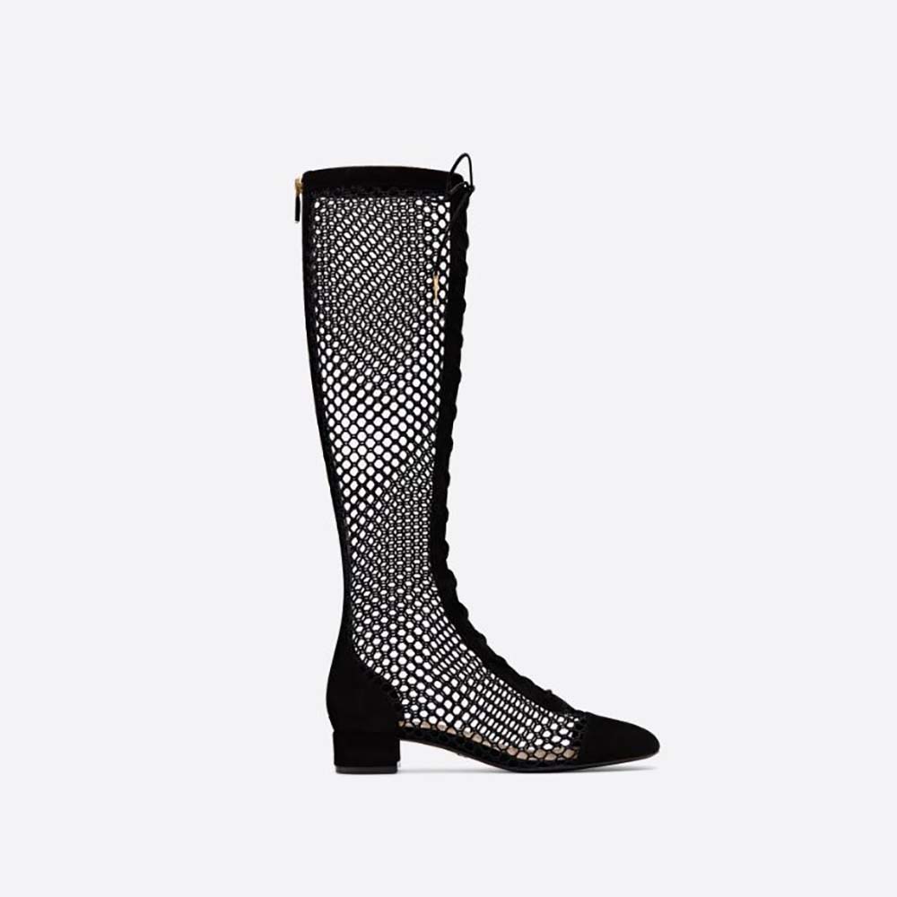 Side profile of Dior Women Naughtily-D Ankle Boot Black Suede Calfskin