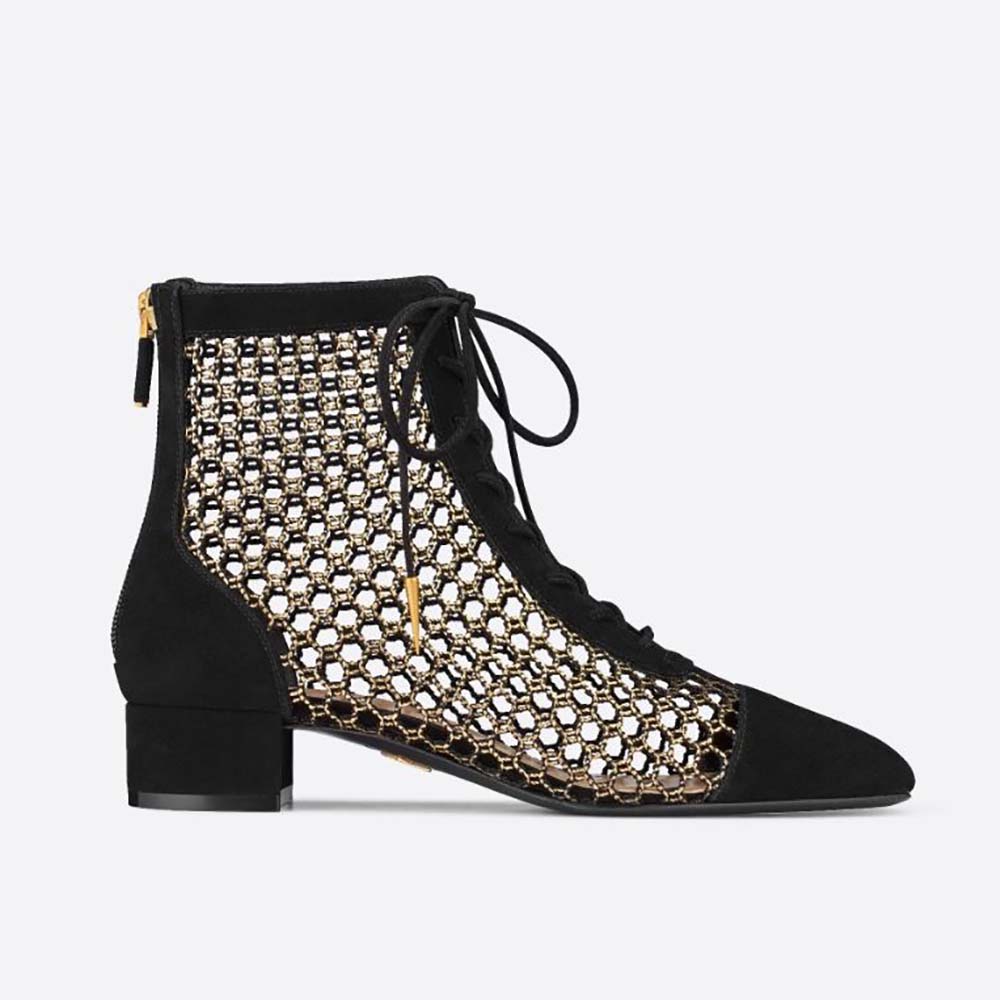 Side angle of Dior Women Naughtily-D Ankle Boot in black leather