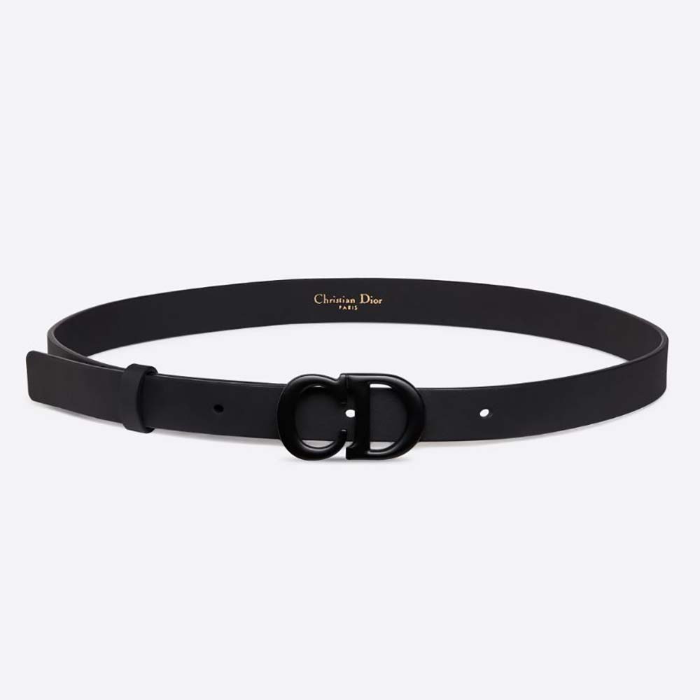 Front view of Dior Women Saddle Matte Black Matte Calfskin, 20 MM belt