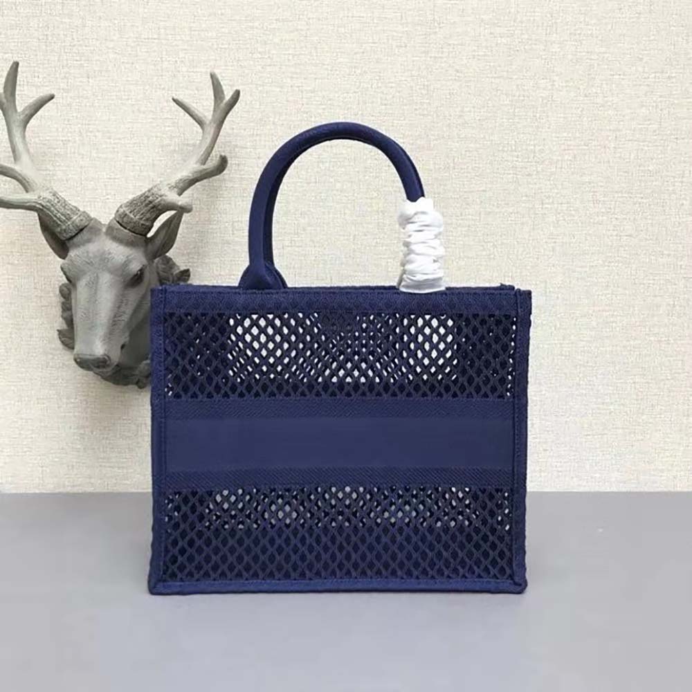 Dior Women Small Dior Book Tote Blue Mesh Embroidery - image 4