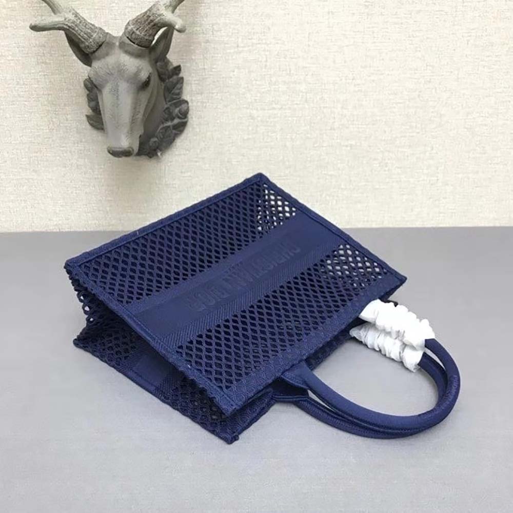 Dior Women Small Dior Book Tote Blue Mesh Embroidery - image 5