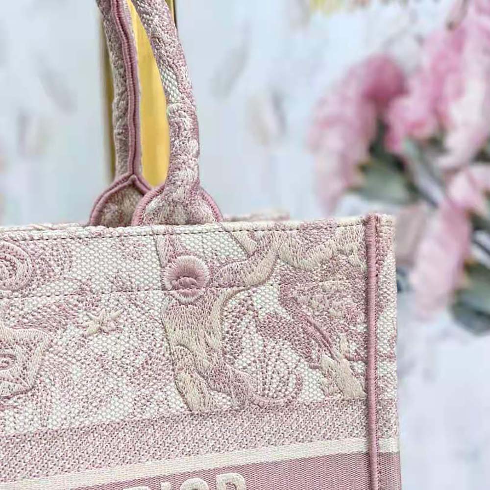 Dior Women Small Dior Book Tote Toile de Jouy Embroidery-Pink - image 4