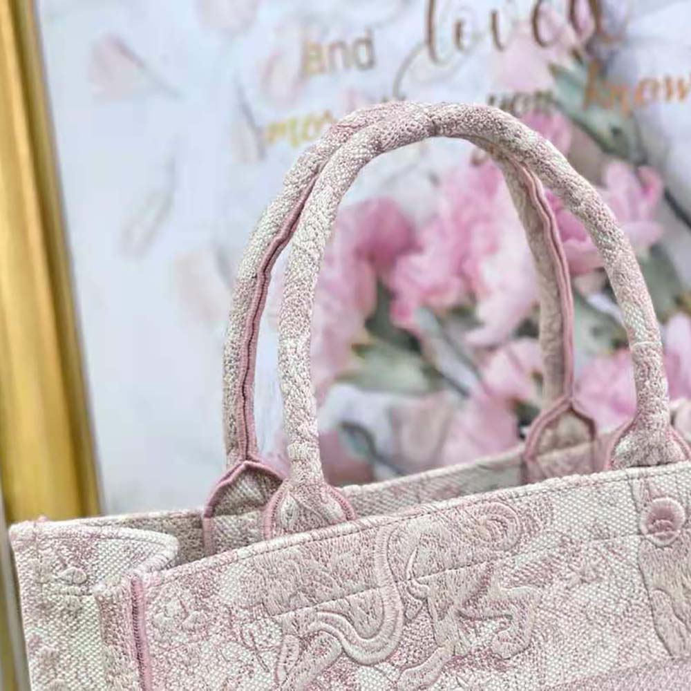 Dior Women Small Dior Book Tote Toile de Jouy Embroidery-Pink - image 10