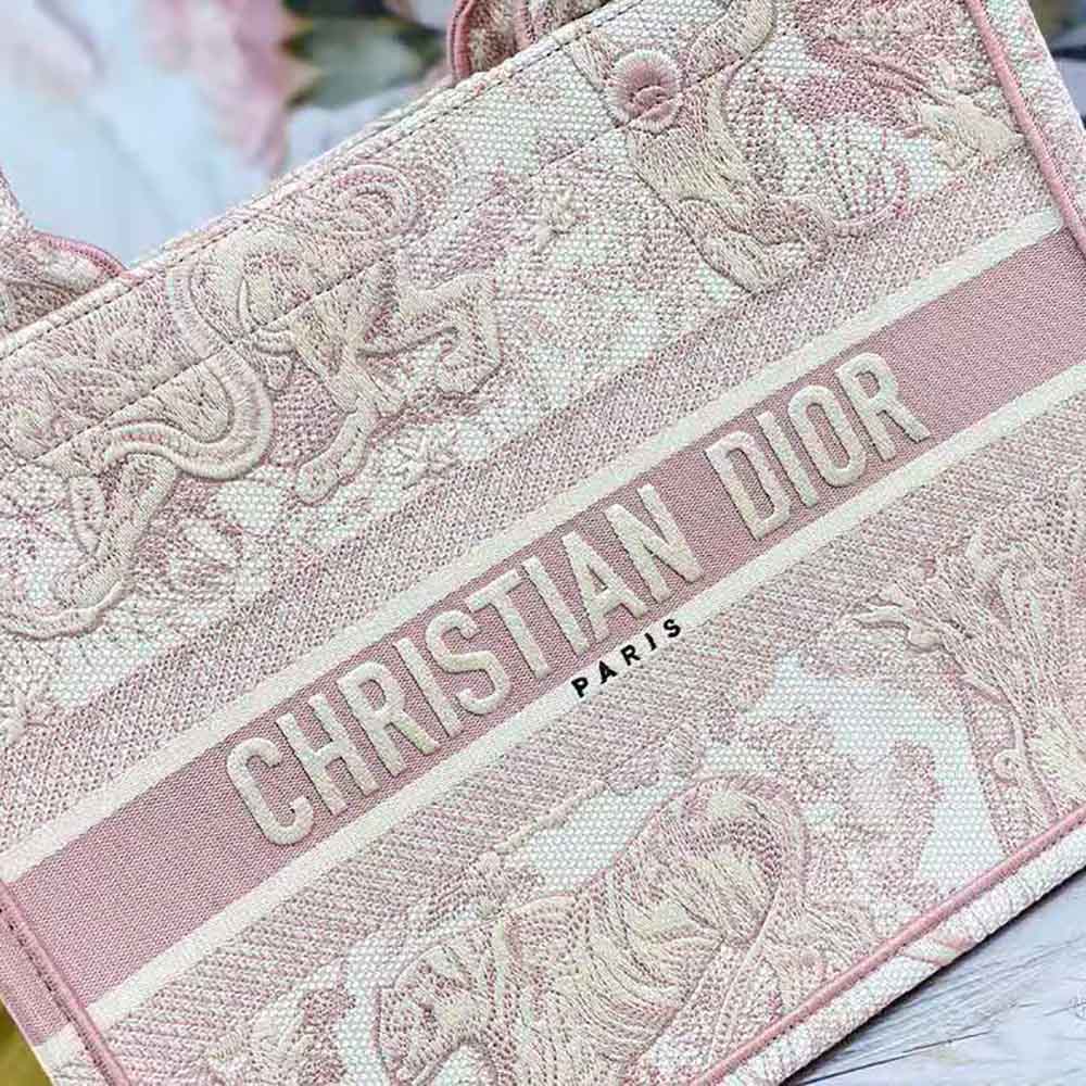 Dior Women Small Dior Book Tote Toile de Jouy Embroidery-Pink - image 9