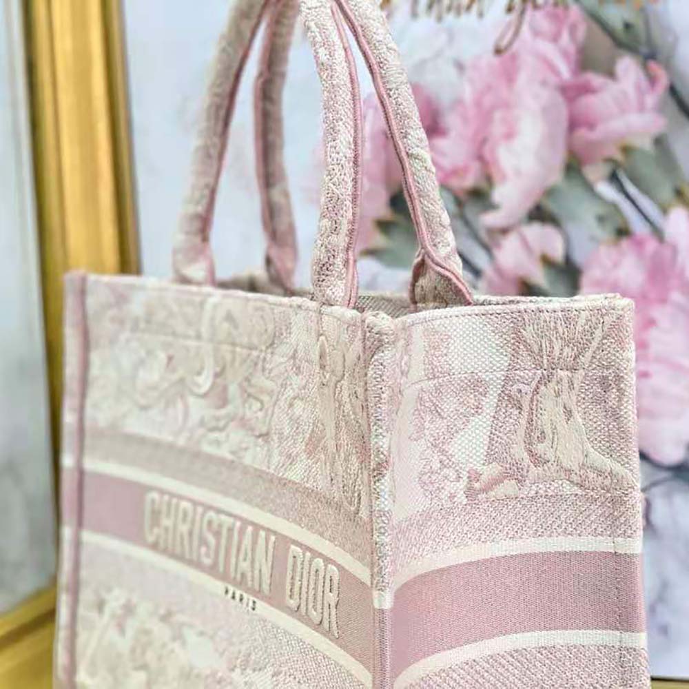 Dior Women Small Dior Book Tote Toile de Jouy Embroidery-Pink - image 8