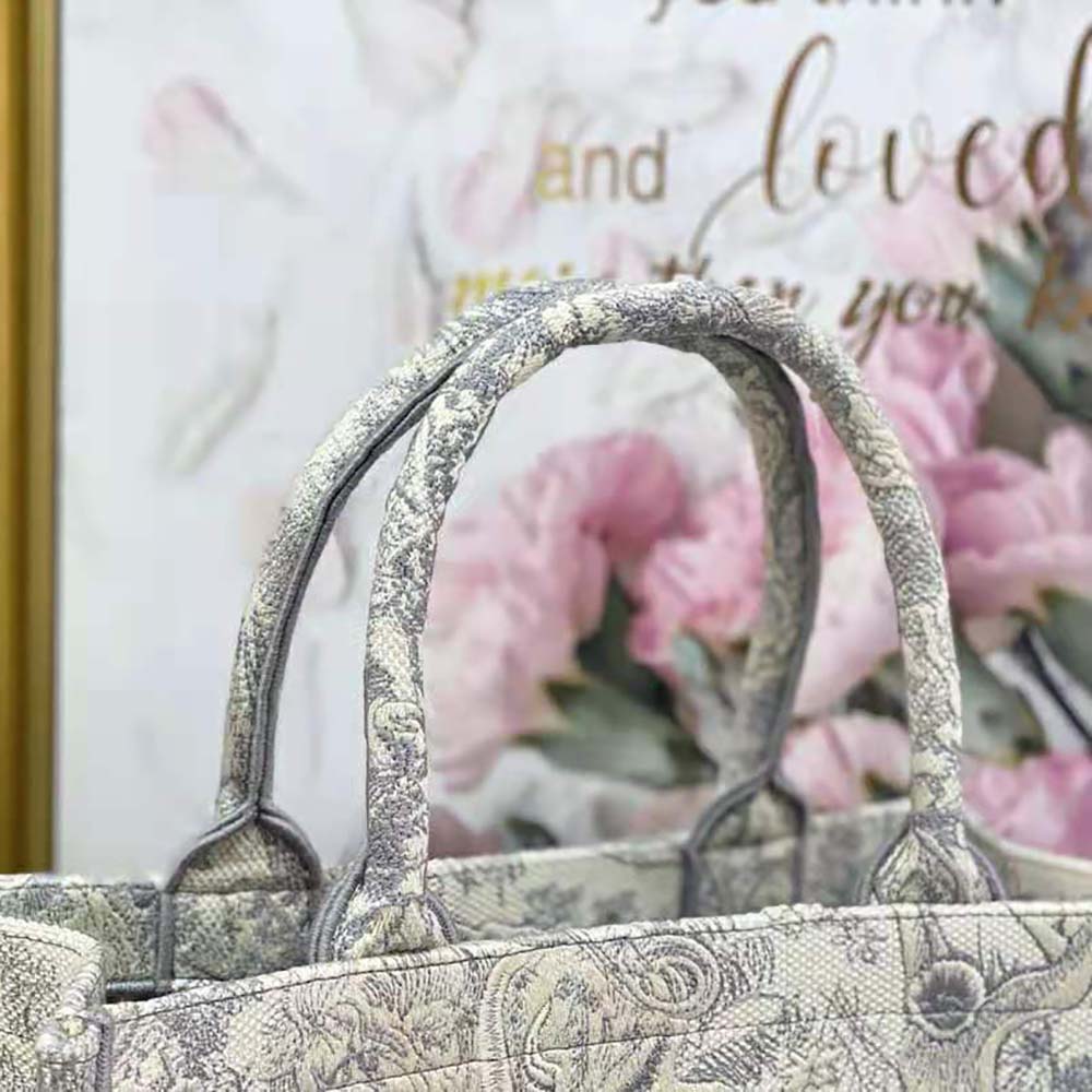 Dior Women Small Dior Book Tote Toile de Jouy Embroidery-Silver - image 10
