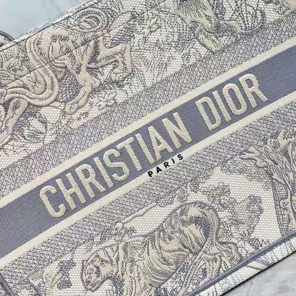 Dior Women Small Dior Book Tote Toile de Jouy Embroidery-Silver - image 9