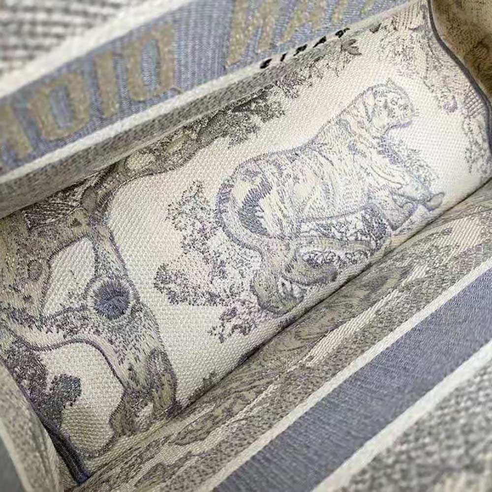 Dior Women Small Dior Book Tote Toile de Jouy Embroidery-Silver - image 6