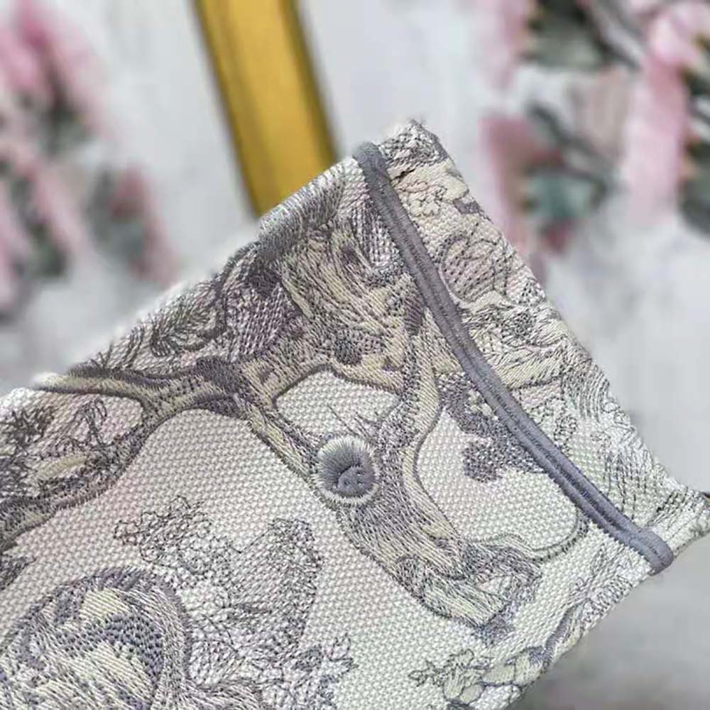 Dior Women Small Dior Book Tote Toile de Jouy Embroidery-Silver - image 5