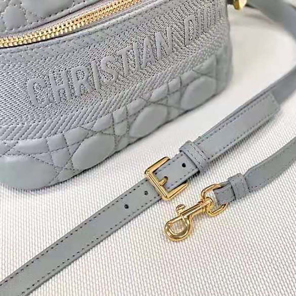 Dior Women Small Diortravel Vanity Case Cannage Lambskin-Silver - image 9