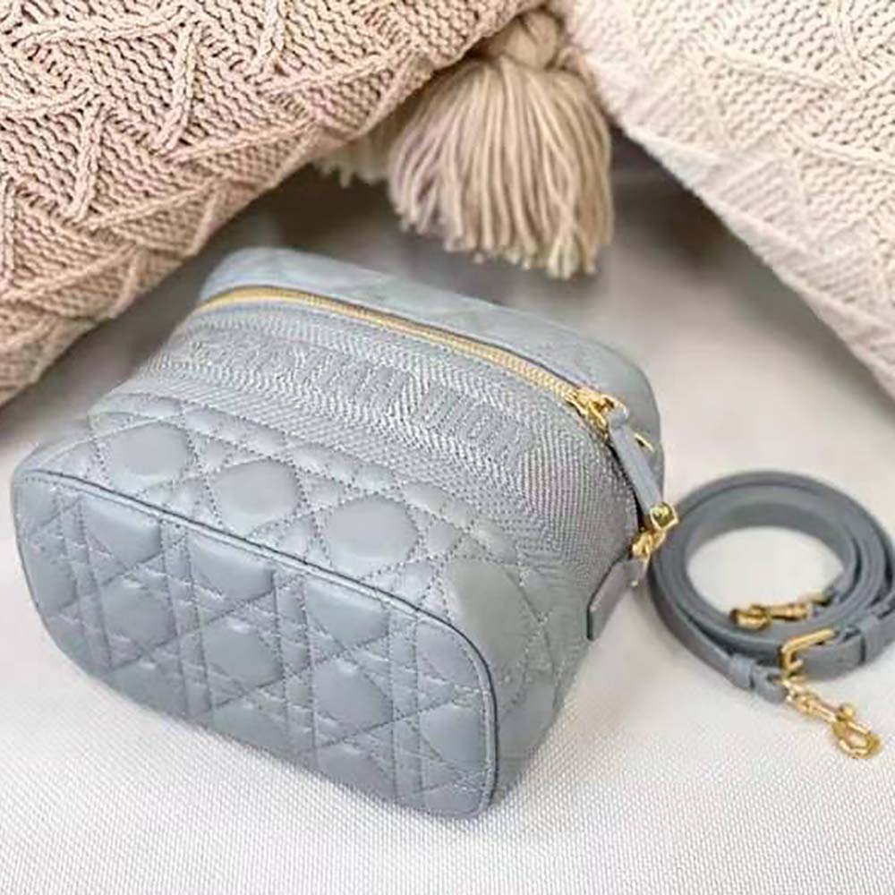 Dior Women Small Diortravel Vanity Case Cannage Lambskin-Silver - image 7