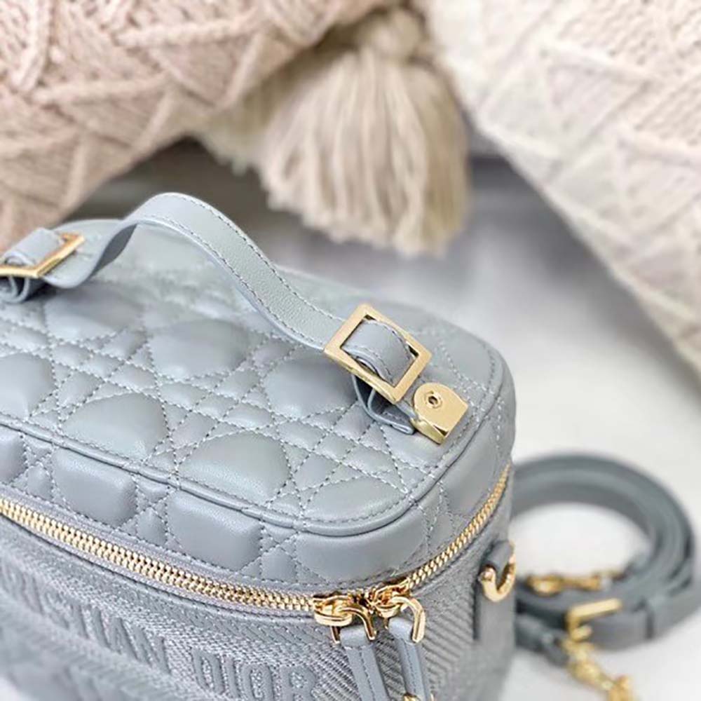 Dior Women Small Diortravel Vanity Case Cannage Lambskin-Silver - image 8
