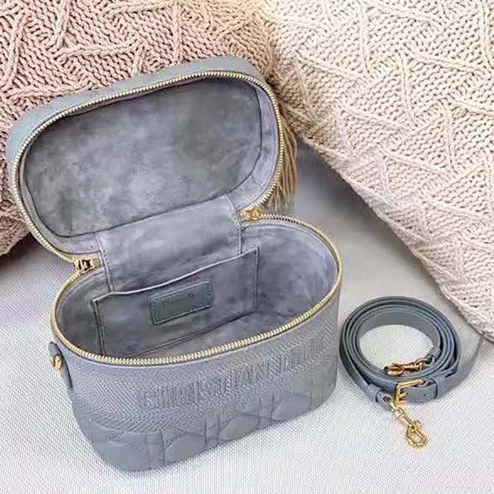 Dior Women Small Diortravel Vanity Case Cannage Lambskin-Silver - image 6